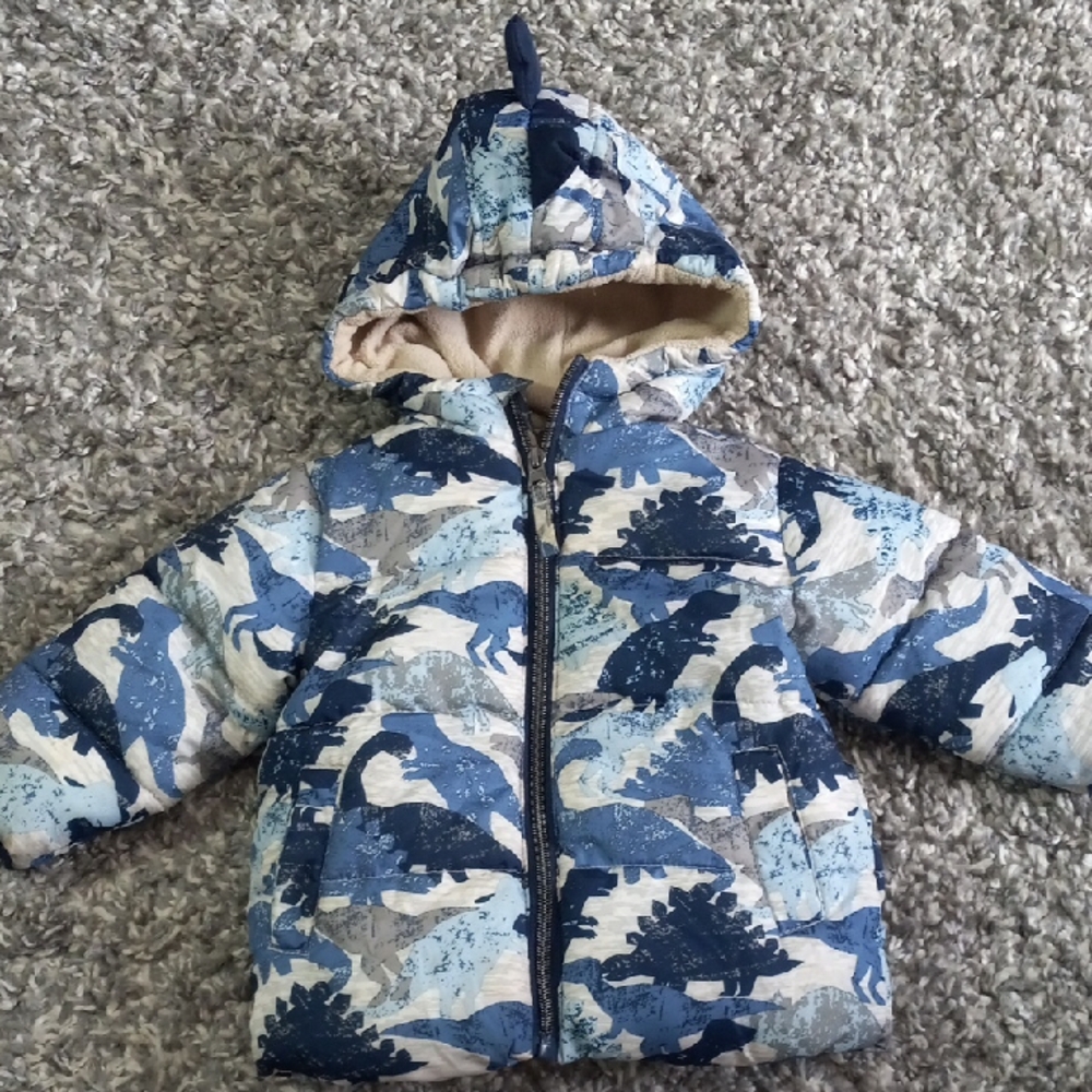 🔥Kids Wippette Blue and Cream Dinosaur Puffer Jacket Size 12M